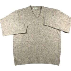 Orvis Sweater Mens XL Tan Donegal Wool Blend V-Neck Pullover Tweed Knit